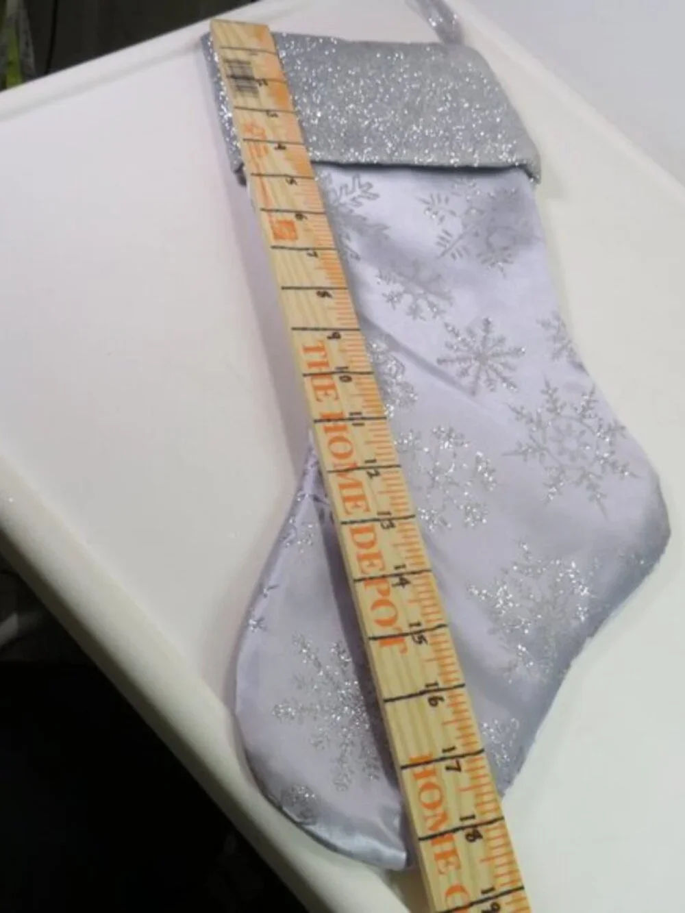 Satin Silver Glitter Snowflake Christmas Pair of 2 Stockings Impact Innovations